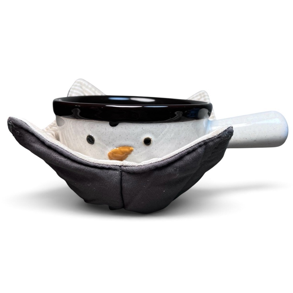 DEMDACO Snowman Soup Crock and Bowl Cozy Set Carrie Meagher Stoneware Holiday